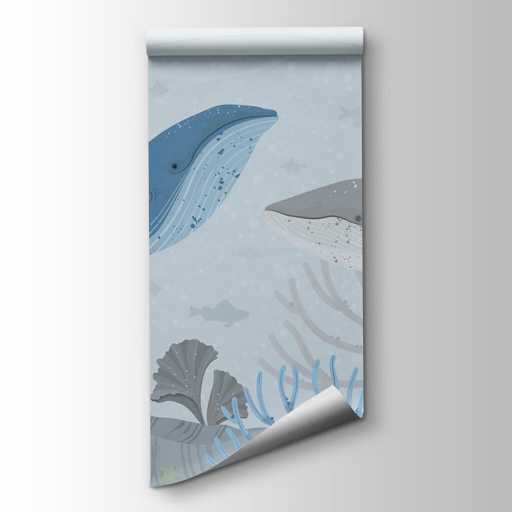 Walvis en walvis zwemmen in de oceaan — productweergave