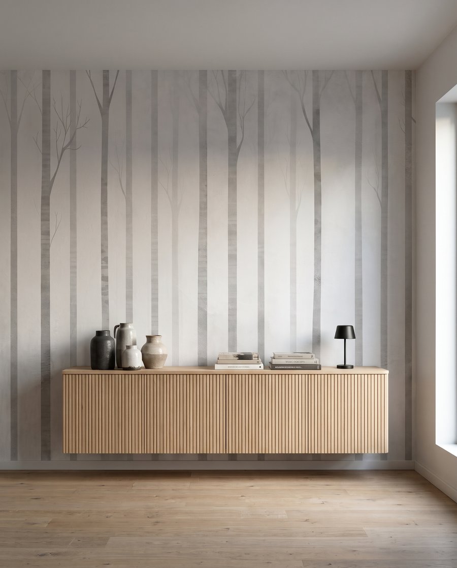 Grijze stammen naast elkaar — interieur 5