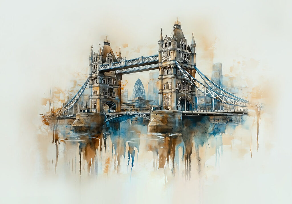 Tower Bridge in verf — volledig ontwerp