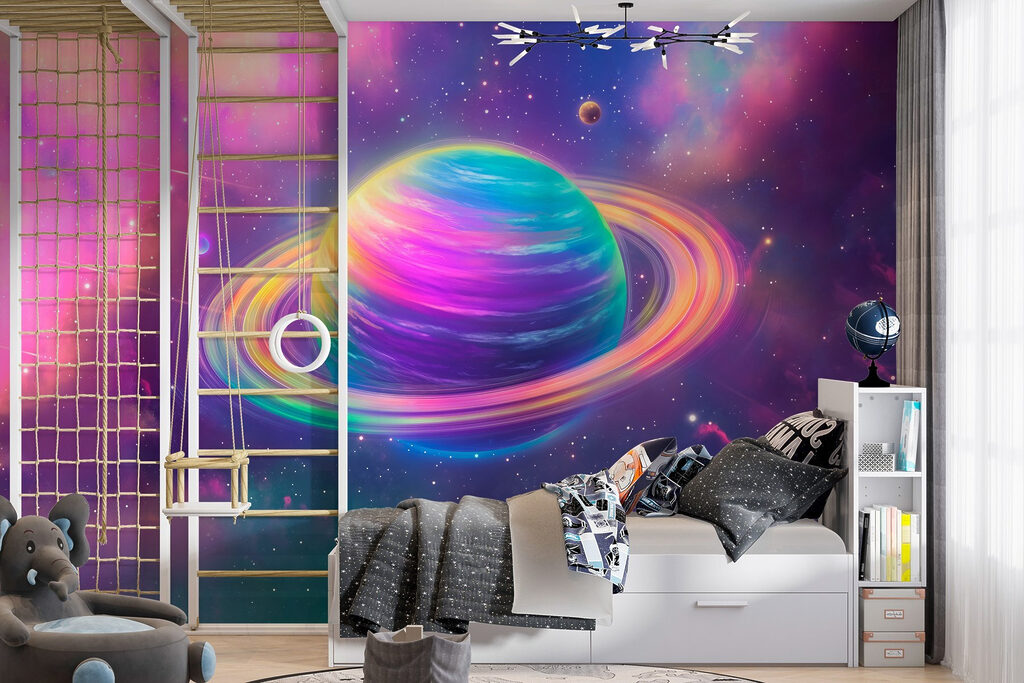 Regenboogplaneet met lichtgevende ringen — interieur 1