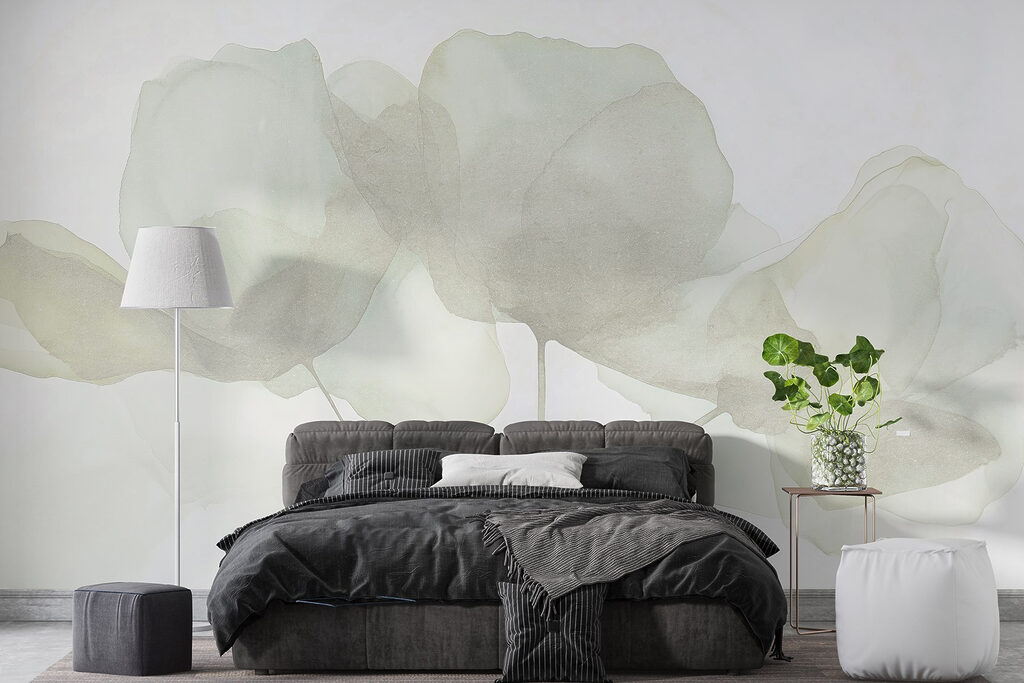 Lichtgroene bloemen boven stelen — interieur 1