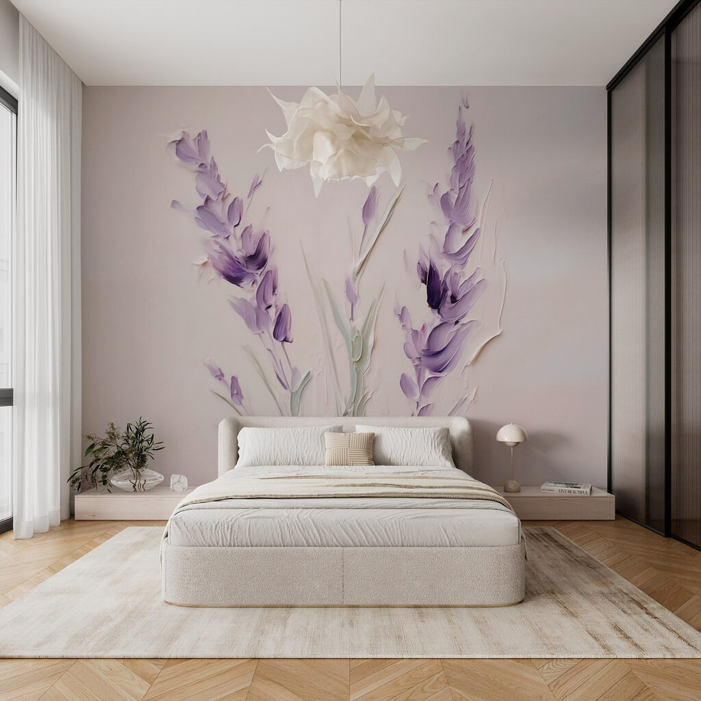 Paarse aren op bleekroze — interieur 1