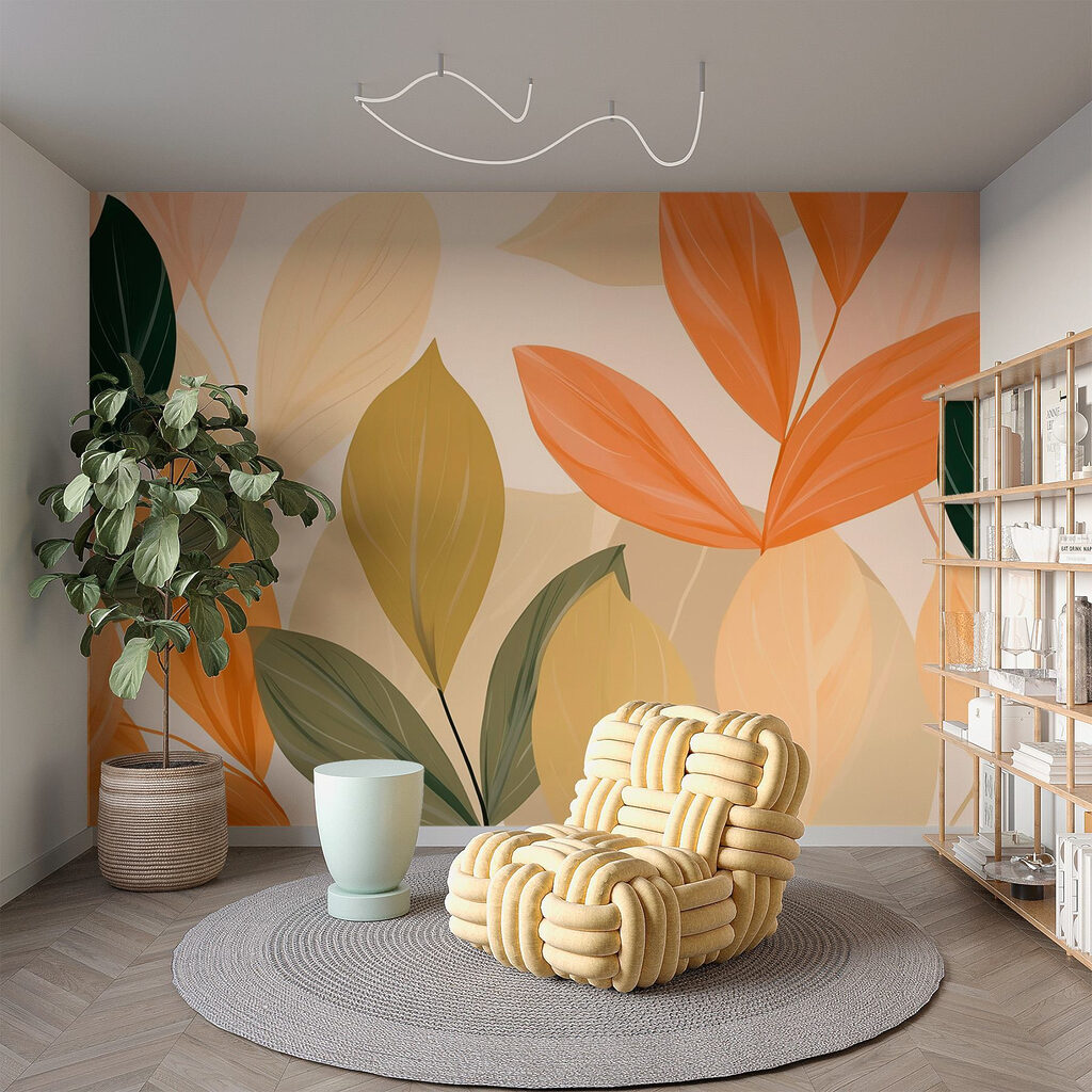 Oranje bladeren naast groen — interieur 2