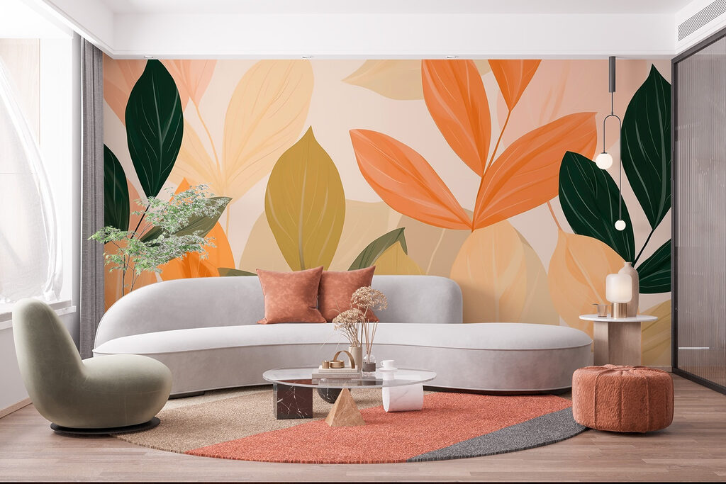 Oranje bladeren naast groen — interieur 3