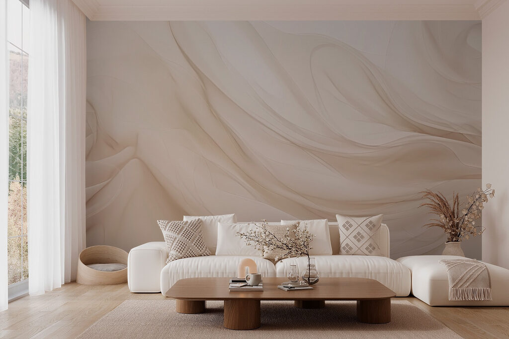 Zachte golven van delicate stof in een interieur