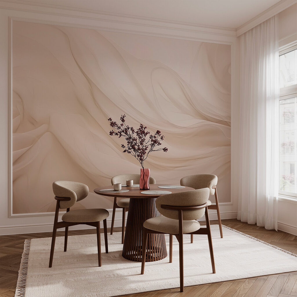 Roomkleurige stof in beweging — interieur 2