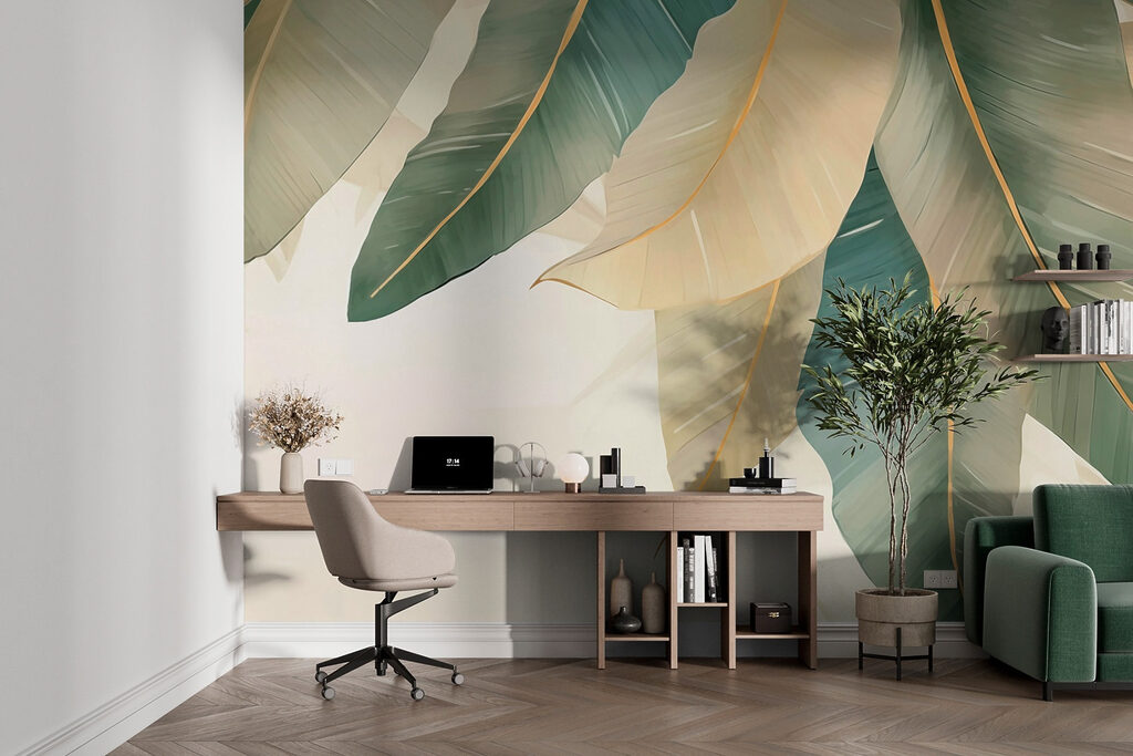 Zachte, gedempte tinten van natuurlijke bladeren — interieur 2