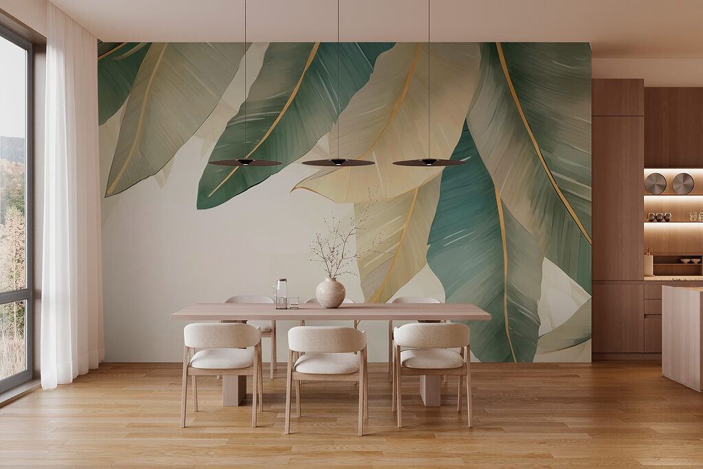 Zachte, gedempte tinten van natuurlijke bladeren — interieur 3