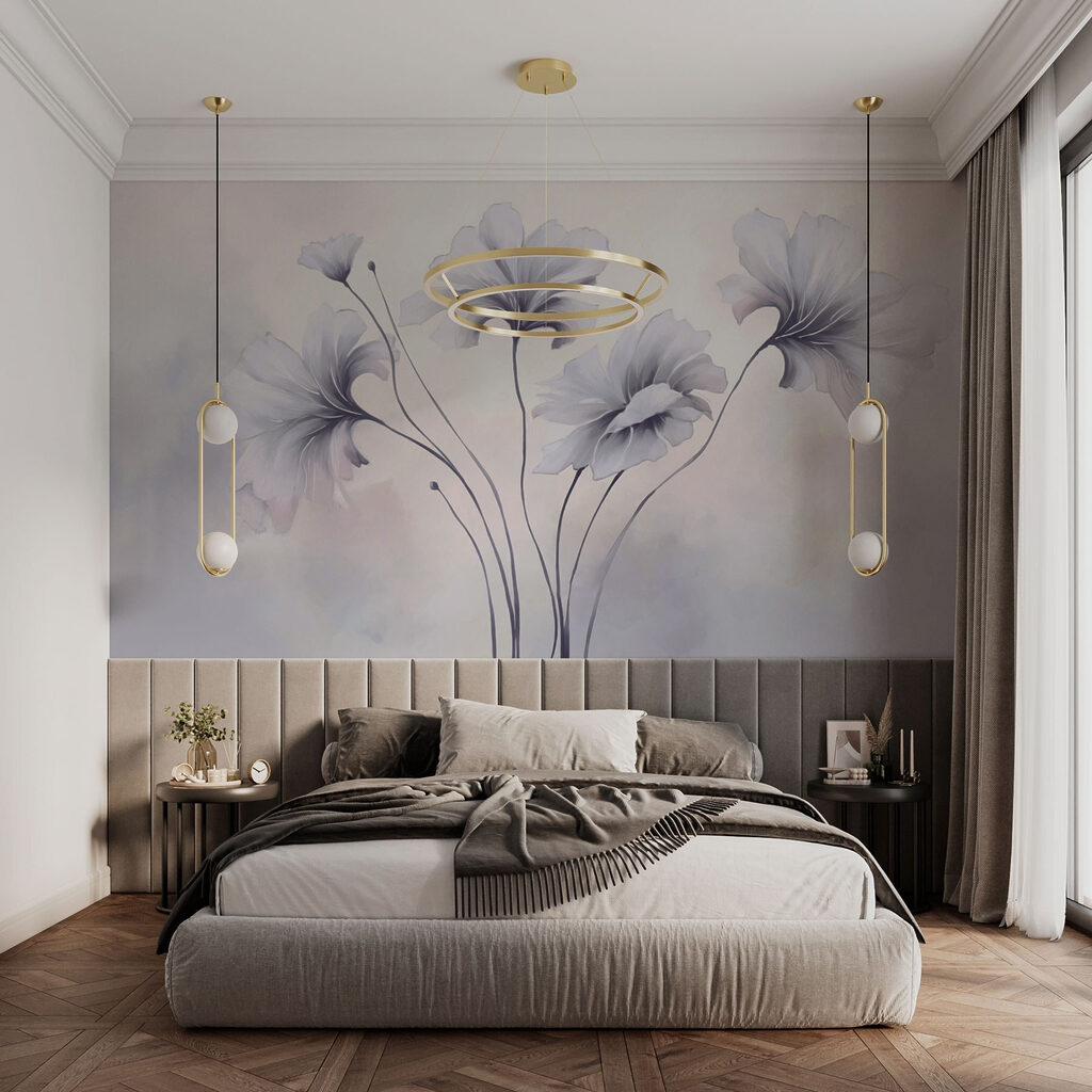 Lila bloemen boven steelbogen — interieur 2