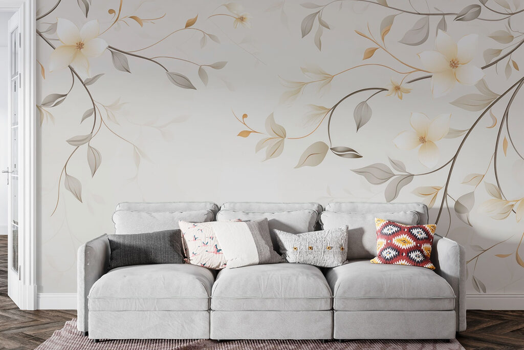 Witte bloemen aan ranken — interieur 1