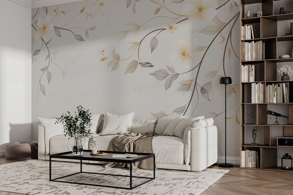 Witte bloemen aan ranken — interieur 2