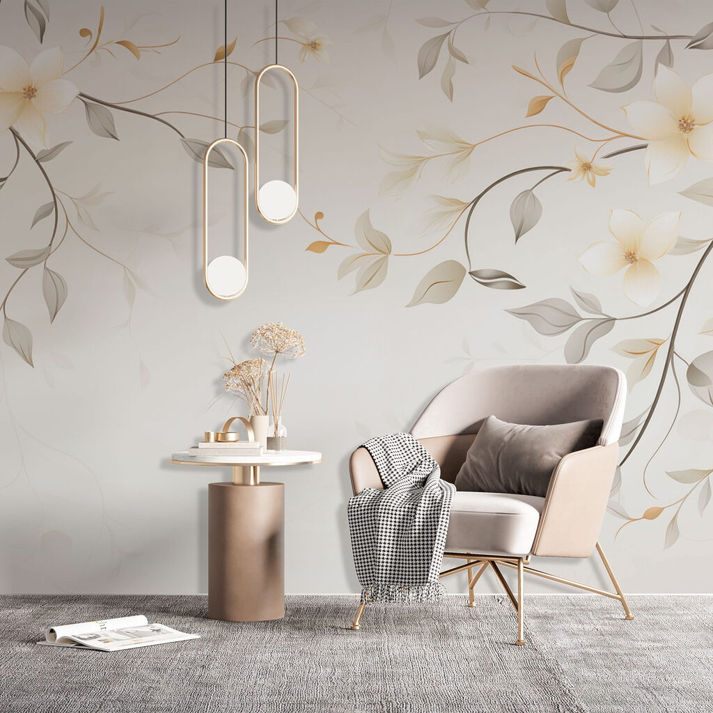 Witte bloemen aan ranken — interieur 3