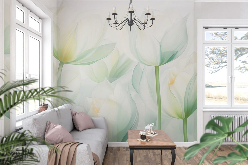 Lichte tulpen in mint — interieur 2