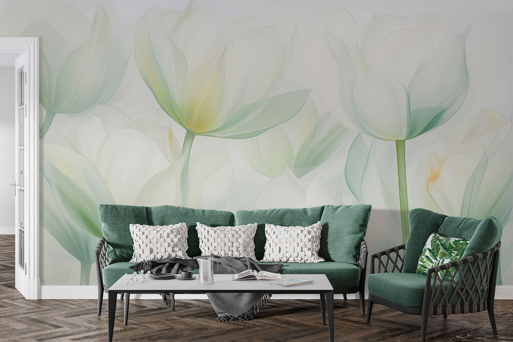 Lichte tulpen in mint — interieur 3