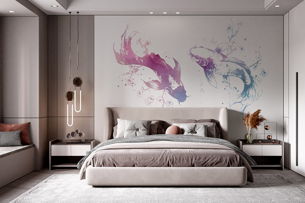 Twee vissen met waterverfspatten — interieur 1