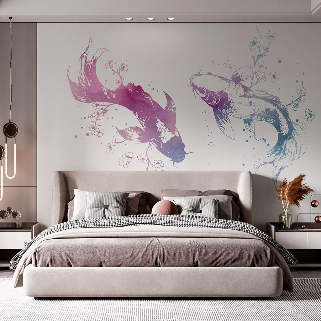 Twee vissen met waterverfspatten — interieur 2