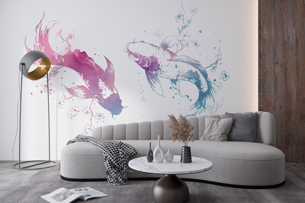 Twee vissen met waterverfspatten — interieur 3