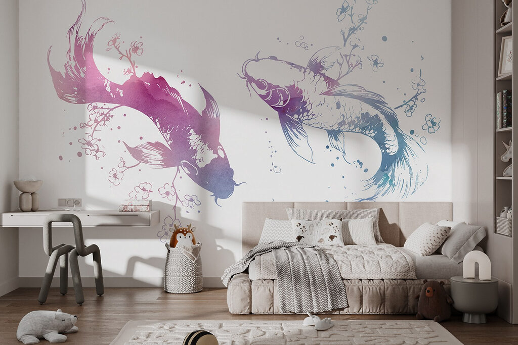 Twee vissen met waterverfspatten — interieur 4