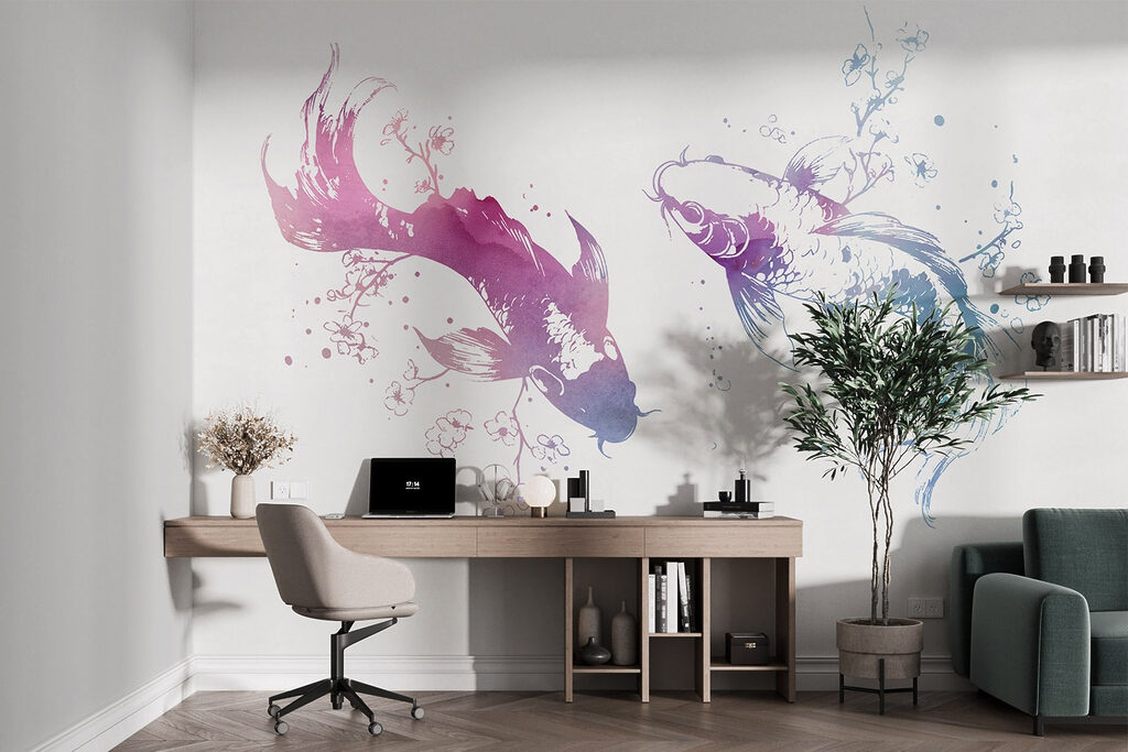 Twee vissen met waterverfspatten — interieur 5