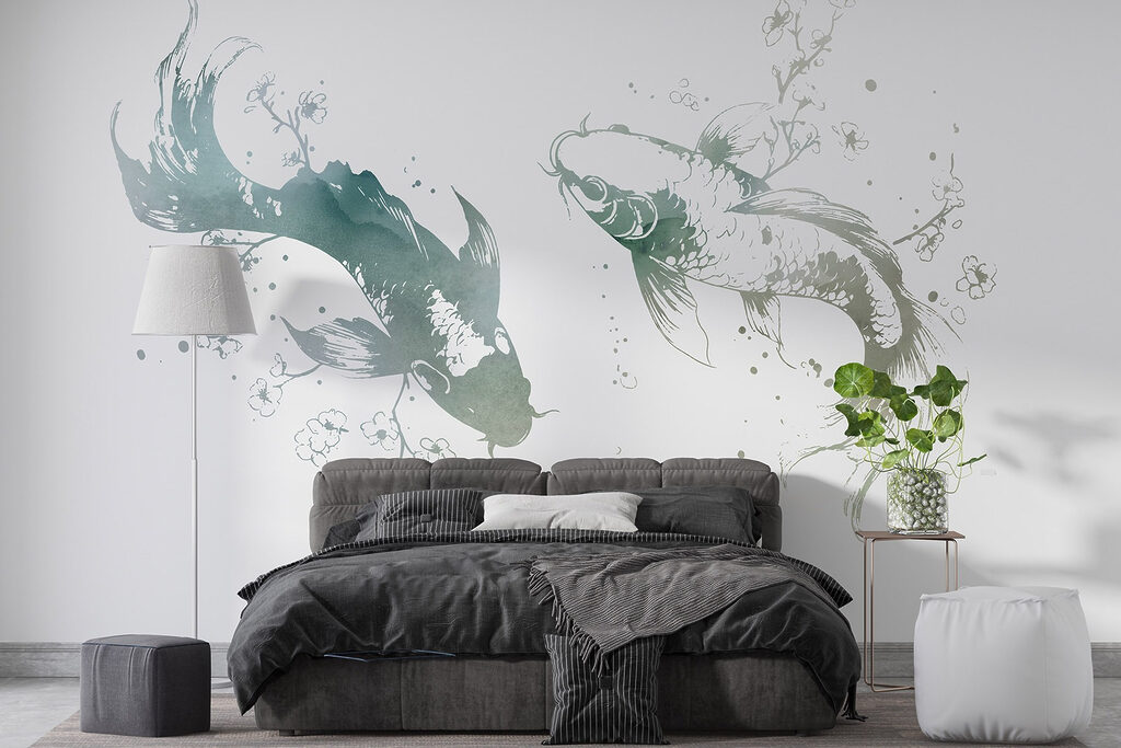 Twee vissen met bloemen en bladeren — interieur 1