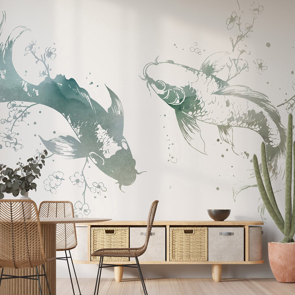 Twee vissen met bloemen en bladeren — interieur 2