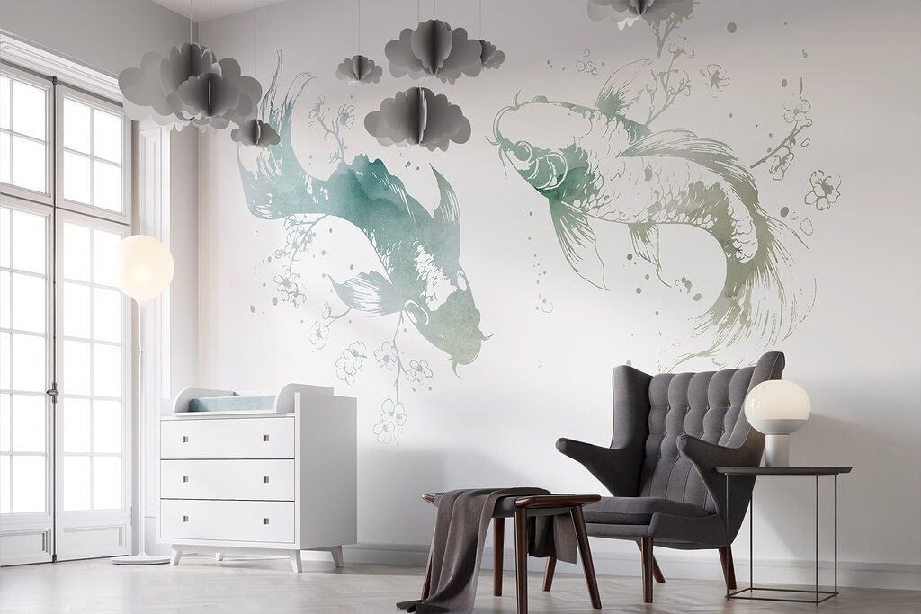 Twee vissen met bloemen en bladeren — interieur 3