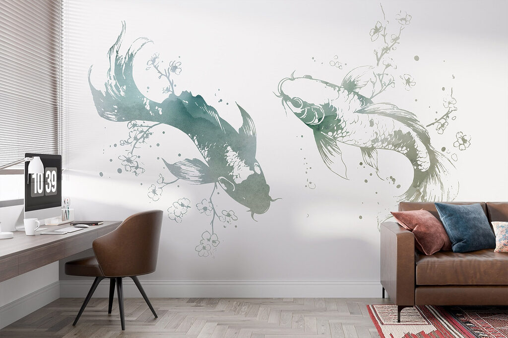 Twee vissen met bloemen en bladeren — interieur 4