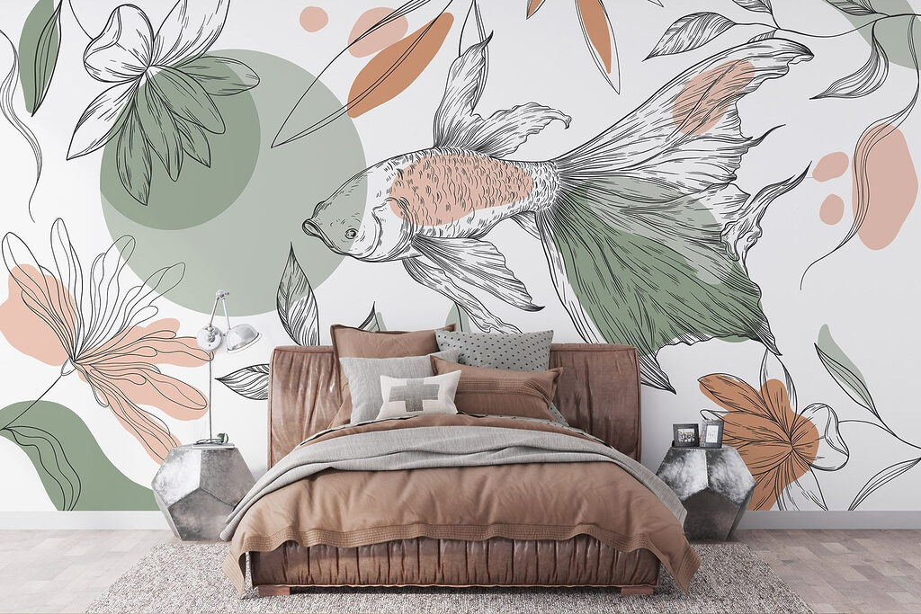 Sierlijke vis tussen bloemlijnen — interieur 1