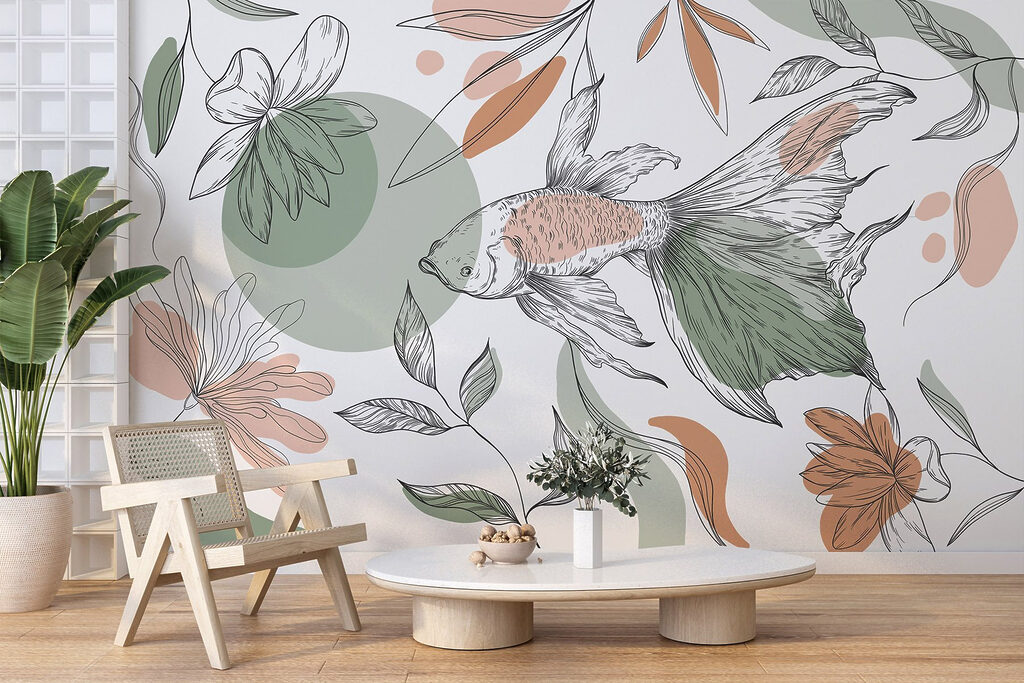Sierlijke vis tussen bloemlijnen — interieur 3