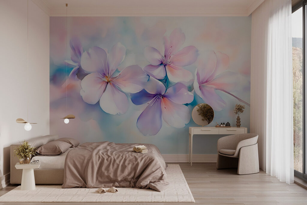 Pastelbloemen in zachte kleurnevel — interieur 2