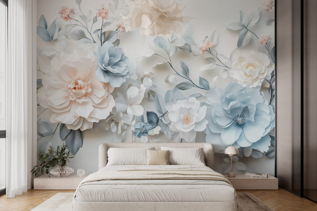 Groep bloemen op een wit oppervlak — interieur 1