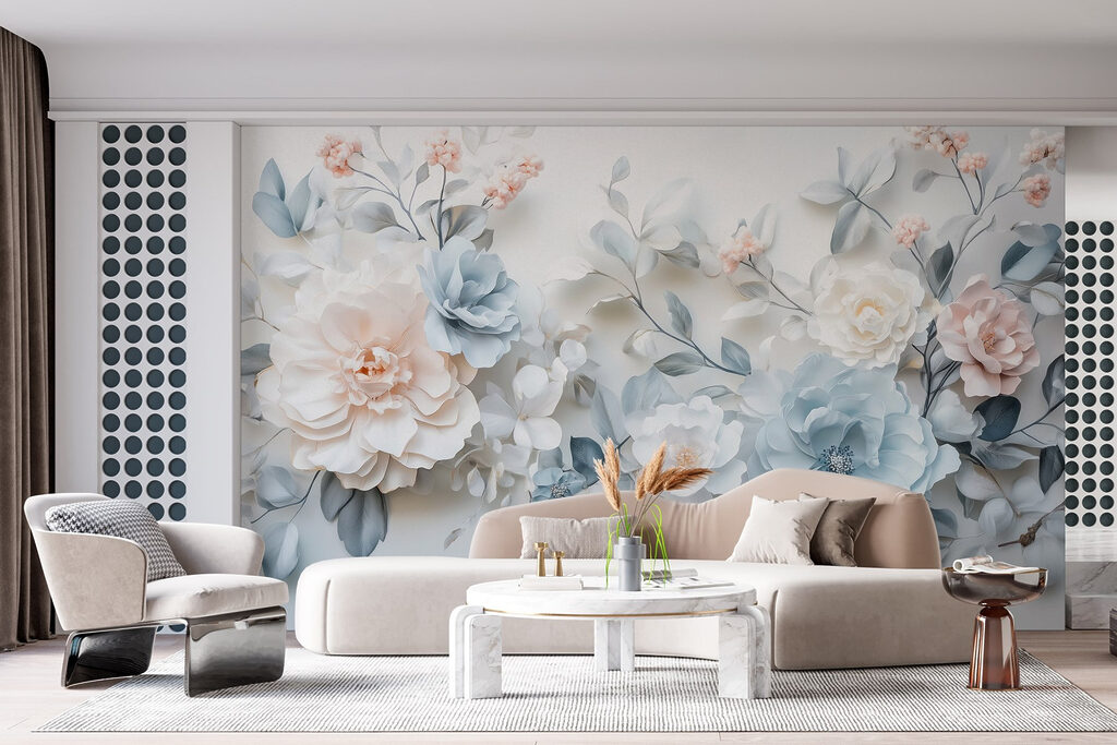 Groep bloemen op een wit oppervlak — interieur 3