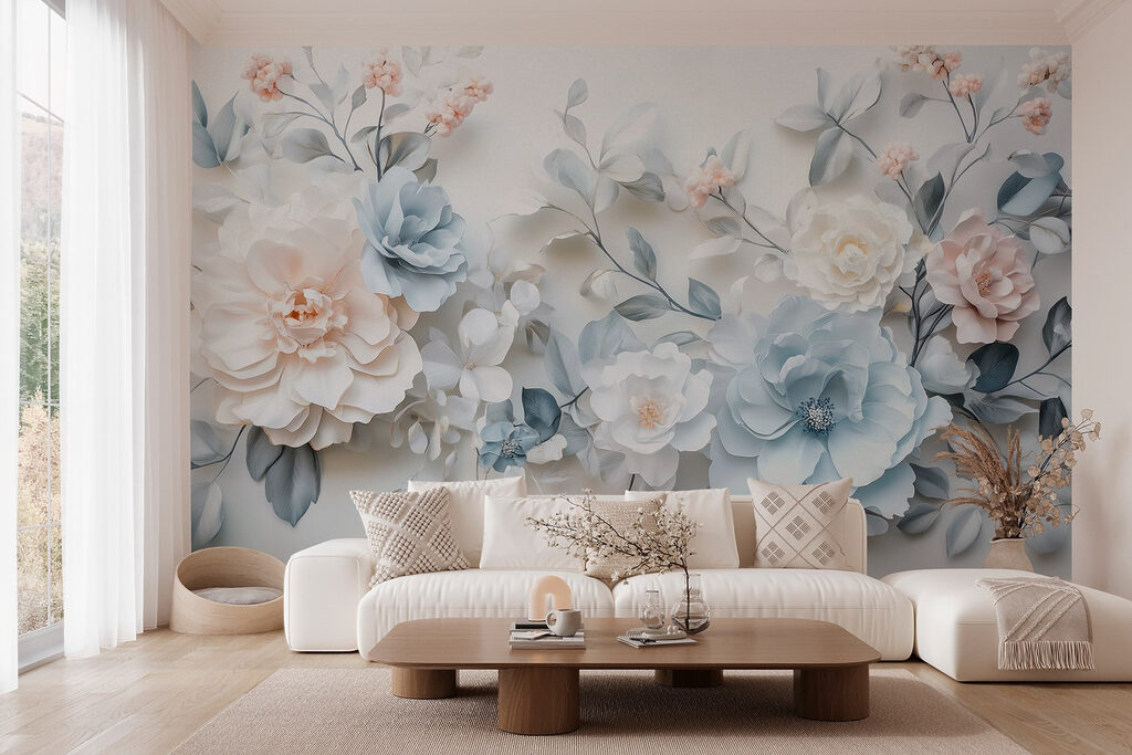 Groep bloemen op een wit oppervlak — interieur 4