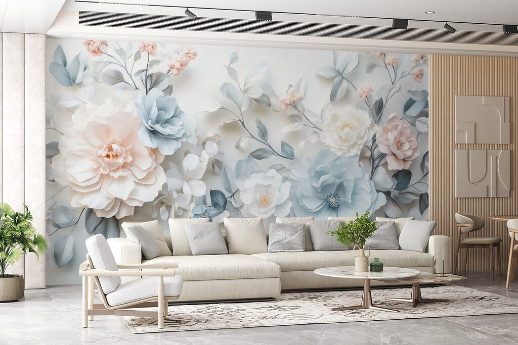 Groep bloemen op een wit oppervlak — interieur 5