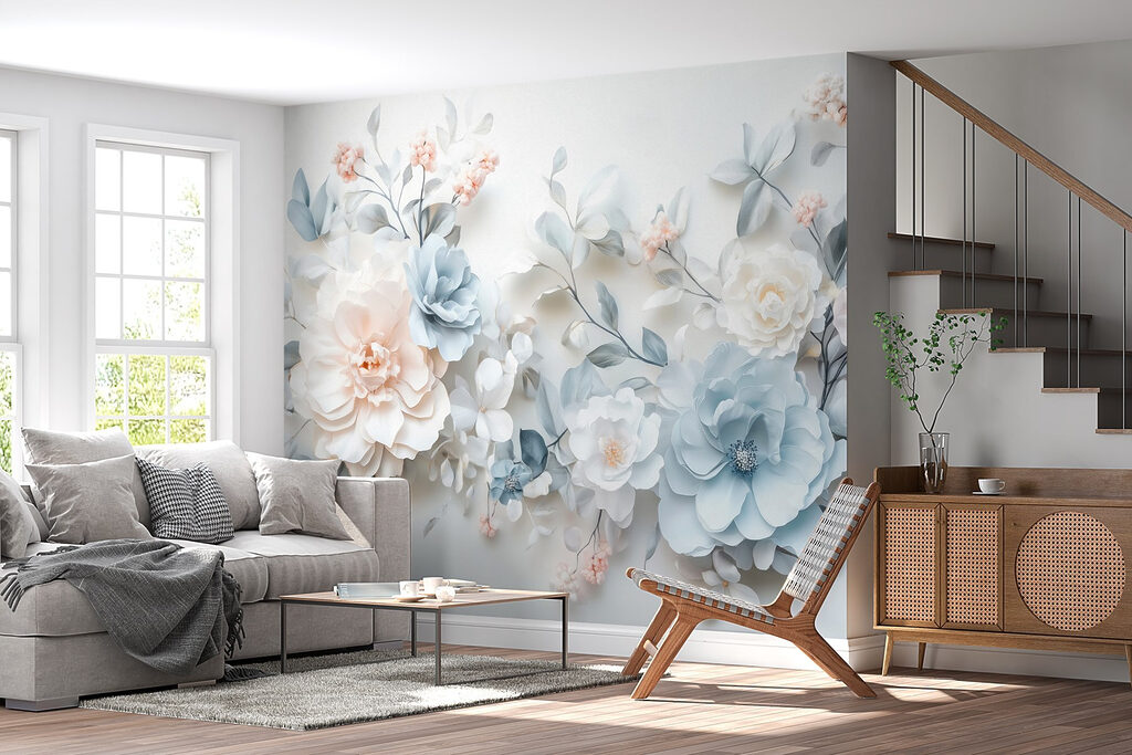 Groep bloemen op een wit oppervlak — interieur 7