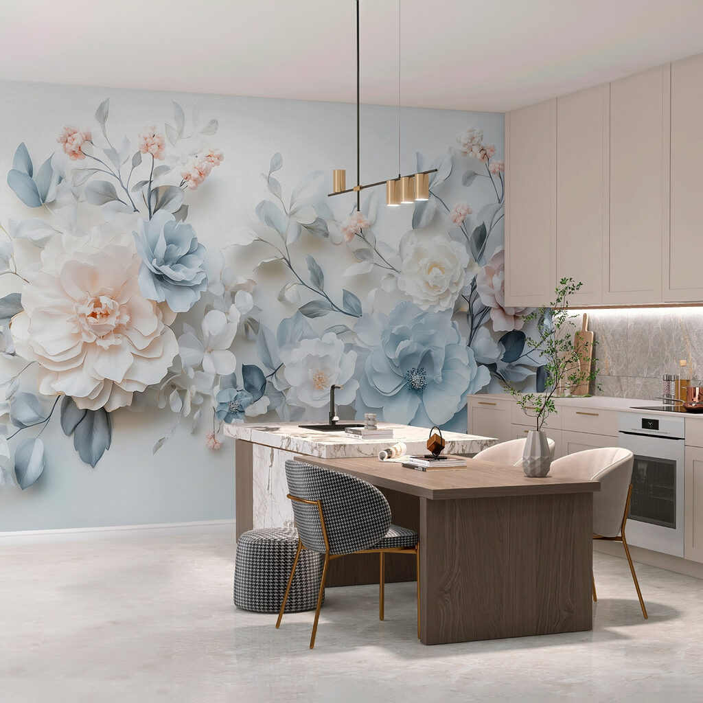 Groep bloemen op een wit oppervlak — interieur 8