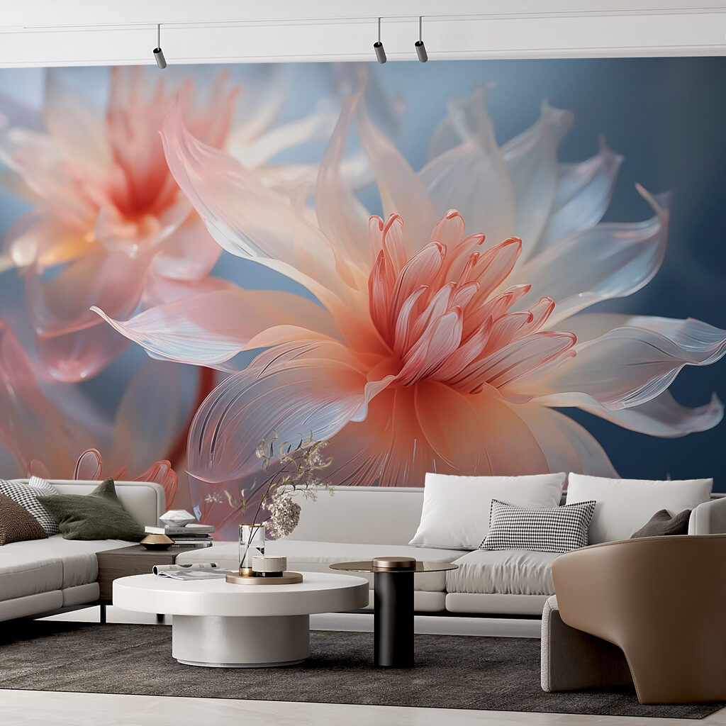 Roze bloemen met glasglans — interieur 1