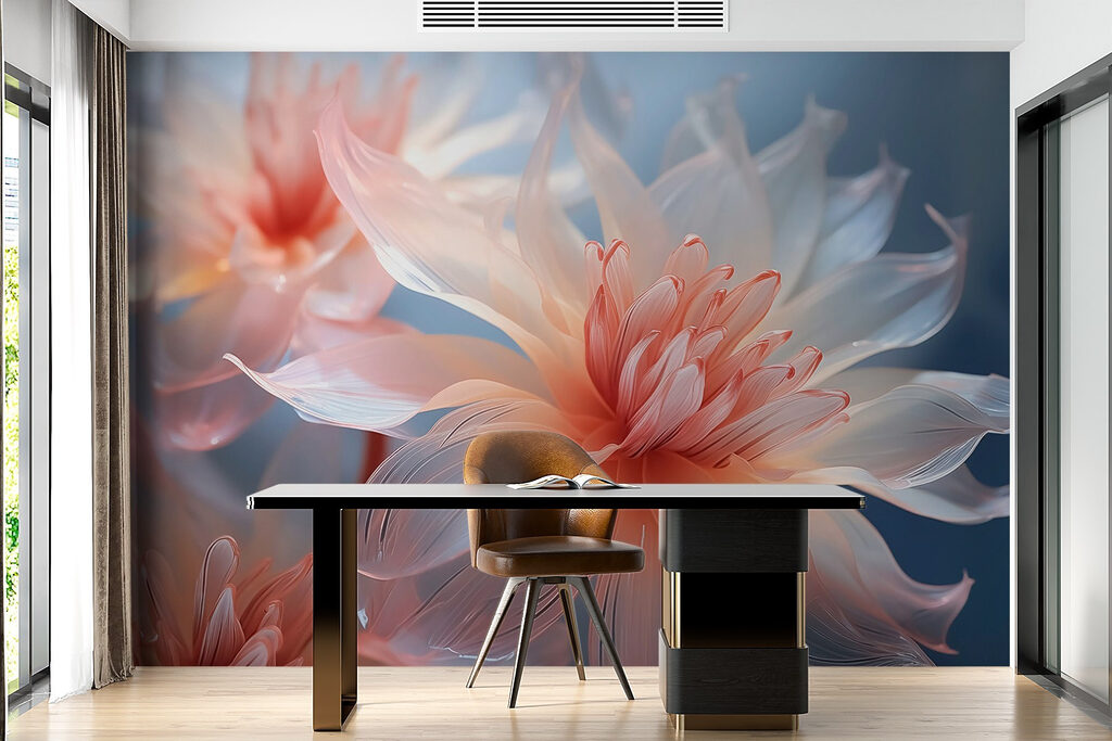 Roze bloemen met glasglans — interieur 2