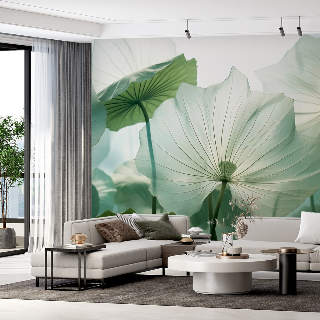 Lotusbladeren in helder tegenlicht — interieur 1