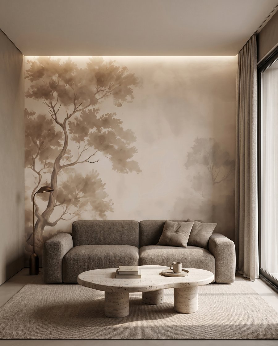 Warme nevel tussen boomkruinen — interieur 4