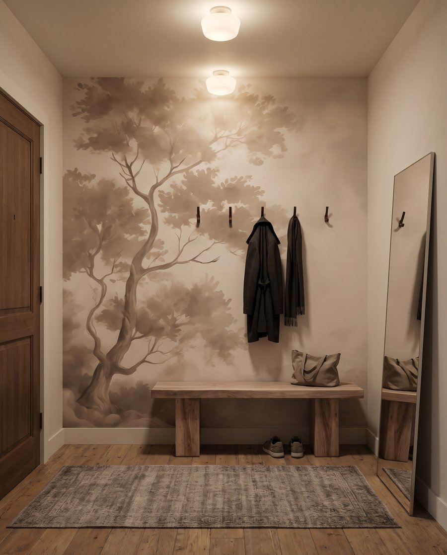 Warme nevel tussen boomkruinen — interieur 5