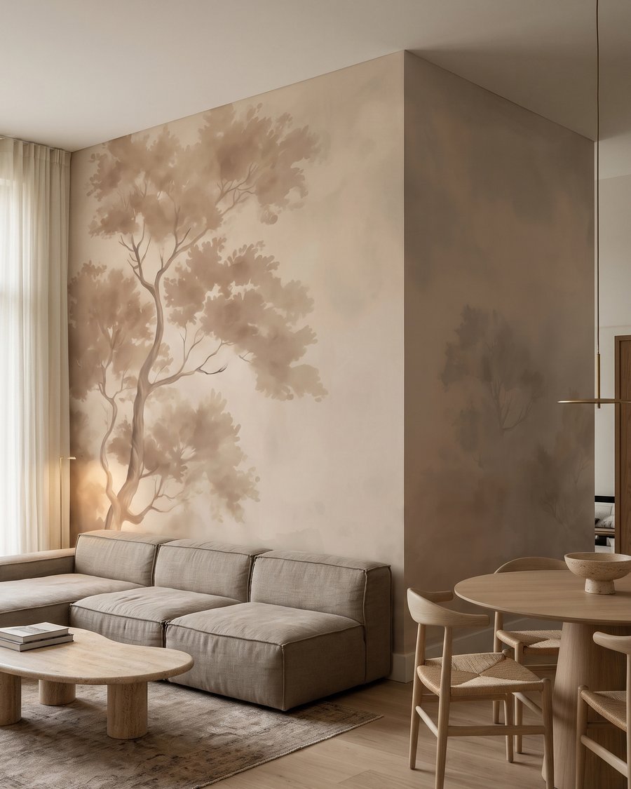 Warme nevel tussen boomkruinen — interieur 1