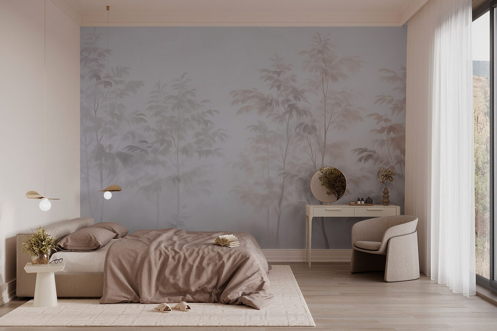 Hoge bomen in kleurmist — interieur 1