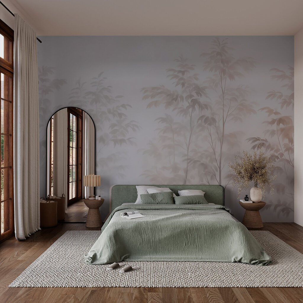 Hoge bomen in kleurmist — interieur 2