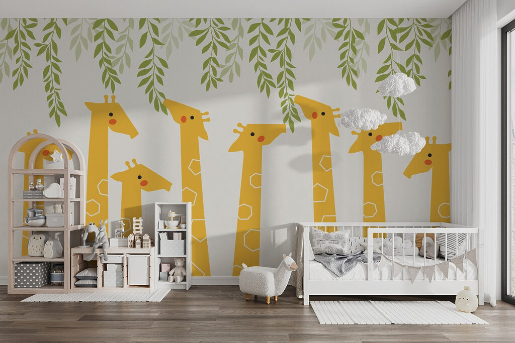Giraffen onder groene ranken — interieur 1