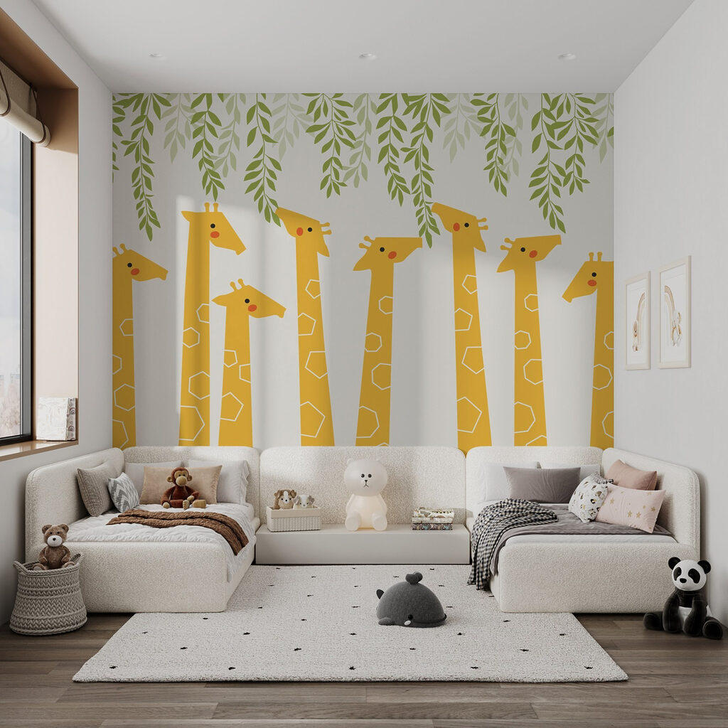 Giraffen onder groene ranken — interieur 2
