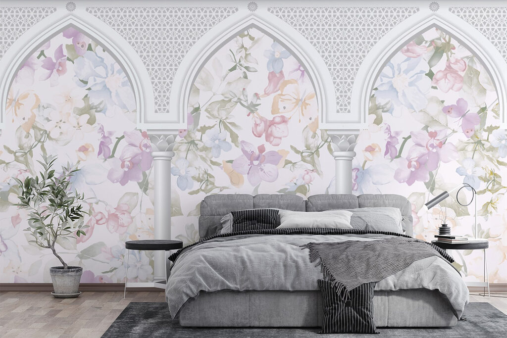 Bloesem achter drie spitsbogen — interieur 1