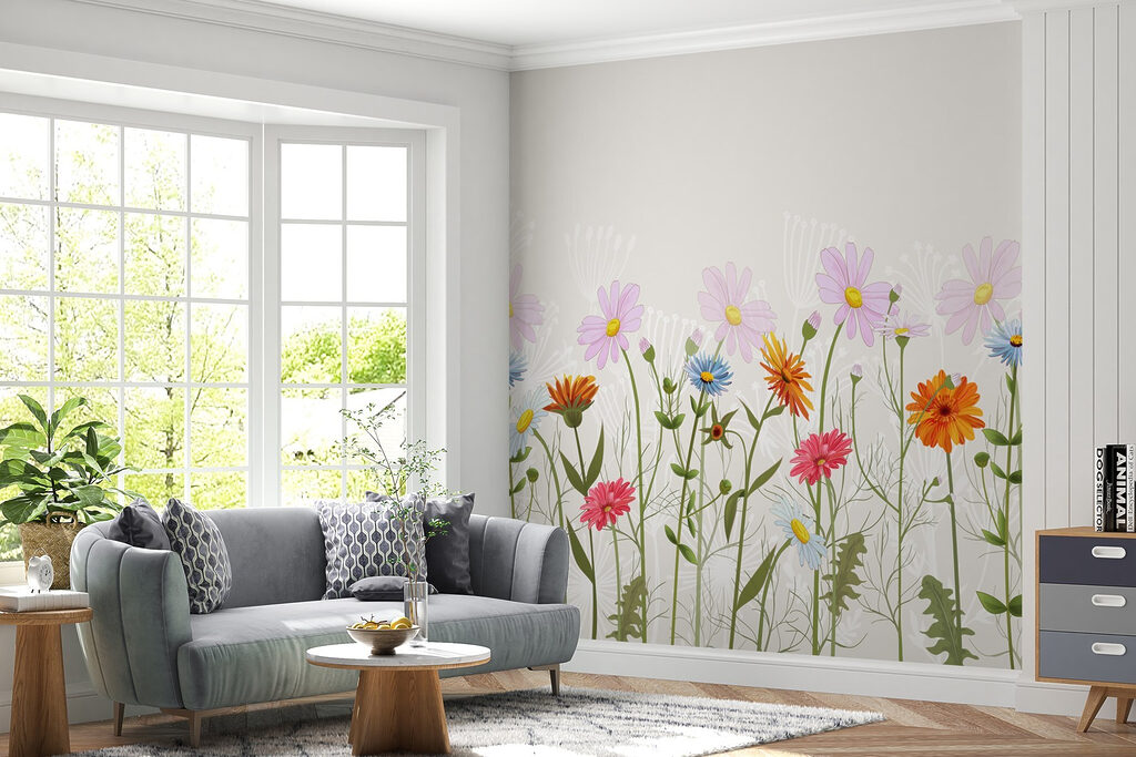 Kleurige bloemen langs onderranden — interieur 2
