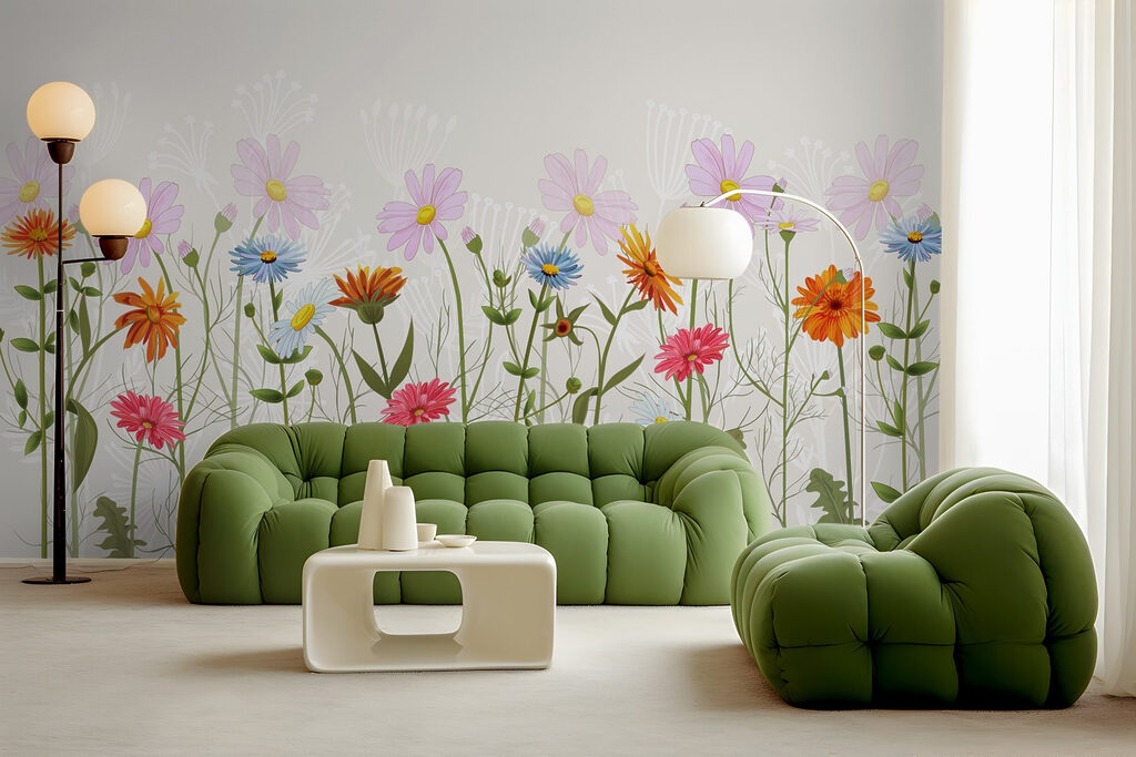 Kleurige bloemen langs onderranden — interieur 3