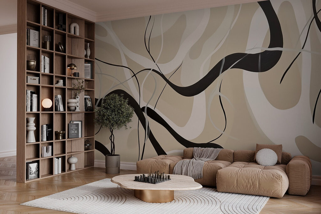 Zwarte linten over zandtinten — interieur 1